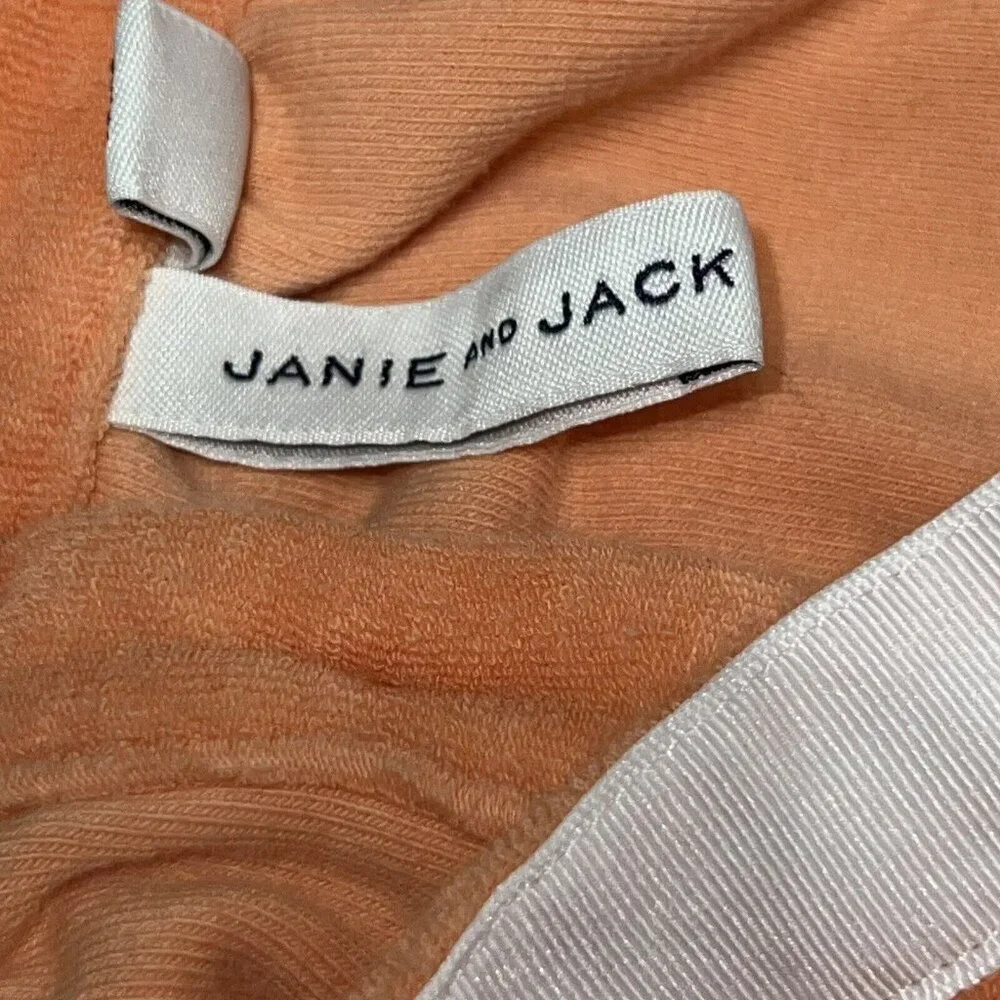 JANIE AND JACK TERRY SWIM COVERUP CORAL‎ ORANGE GIRLS SIZE 7 DRESS RUFFLE BEACH